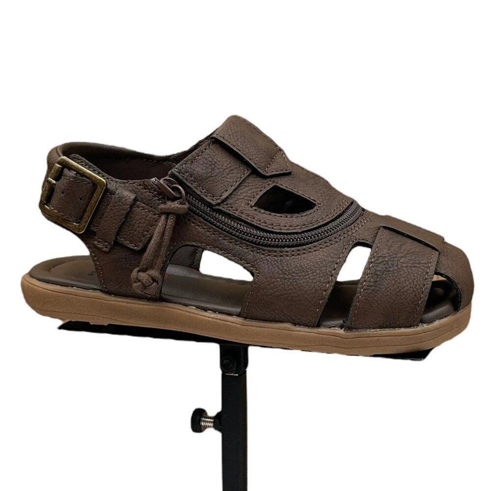 BILLY Youth Boys Girls Slip-on Sandal‎ Size 2Y Brown Fisherman Full-Zip Closure